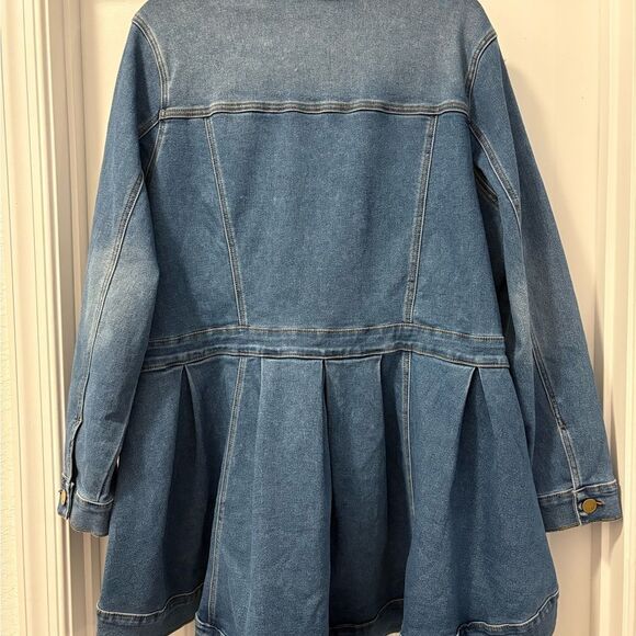 D2 Diane Gilman Virtual Stretch Blue Denim New Jean Jacket Size 1X Oversized - Picture 6 of 6